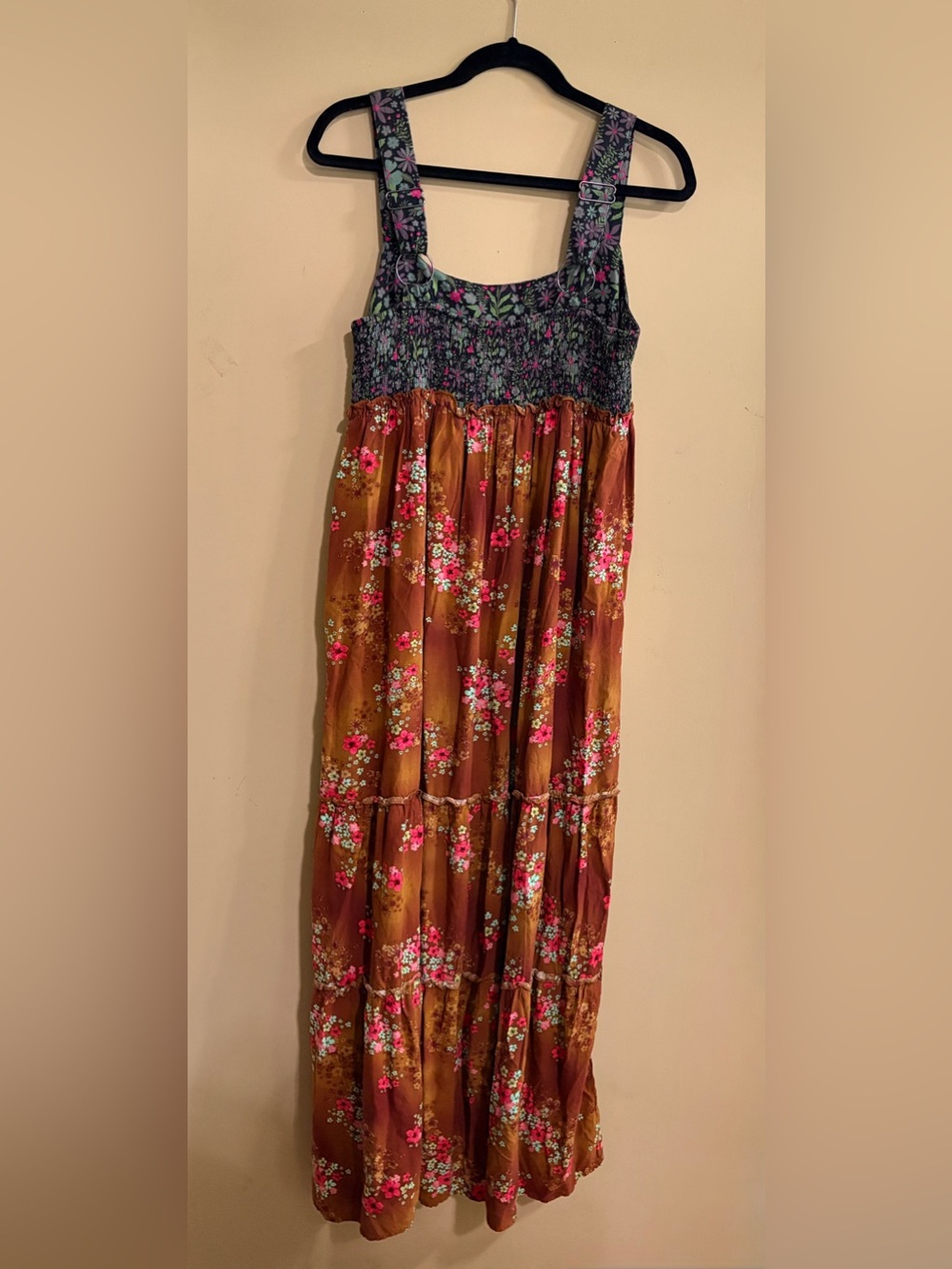 NATURAL LIFE Tiered Floral Boho Retro Maxi Dress Medium - Picture 3 of 7